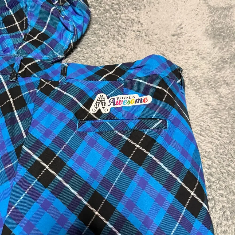 Royal & Awesome Pants Hat Mens 42 (44x22) Blue Plaid Plaid Knickers Tartan